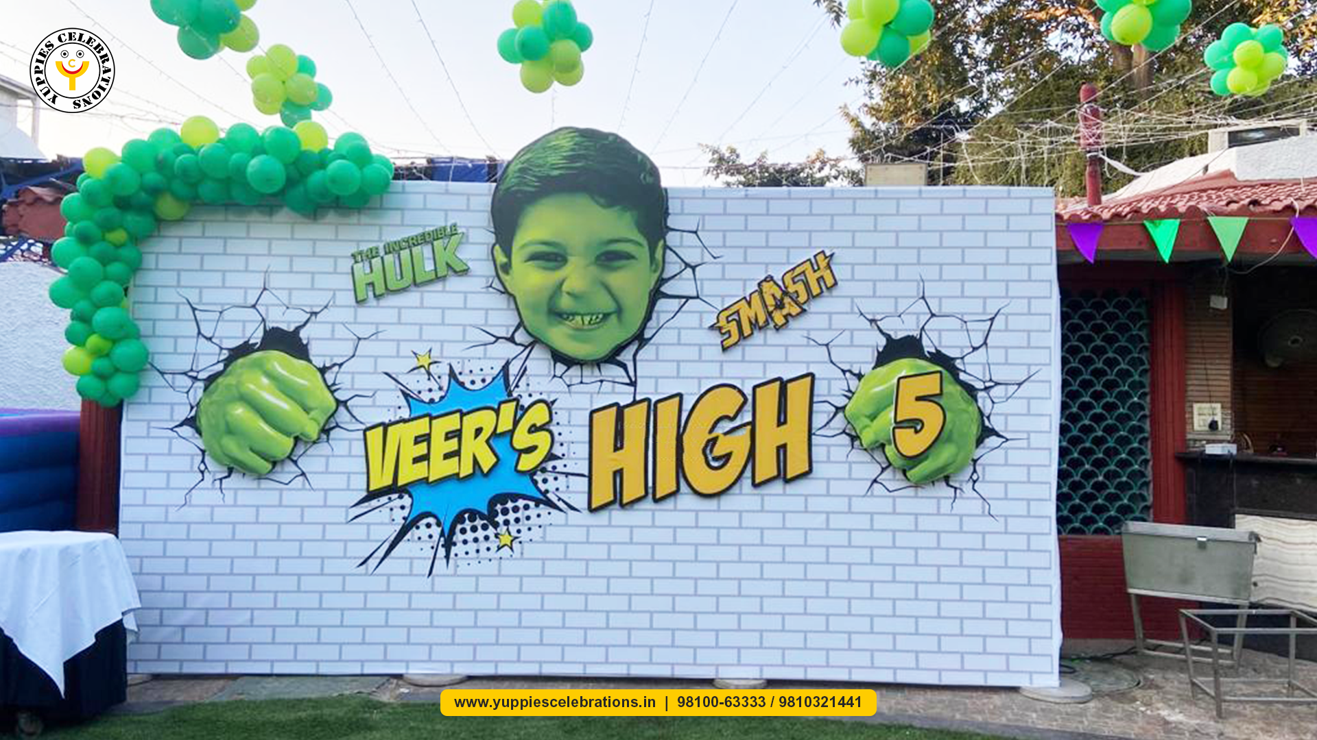 Hulk Party Theme Decoration by yuppies celebrations | Party Planner Delhi